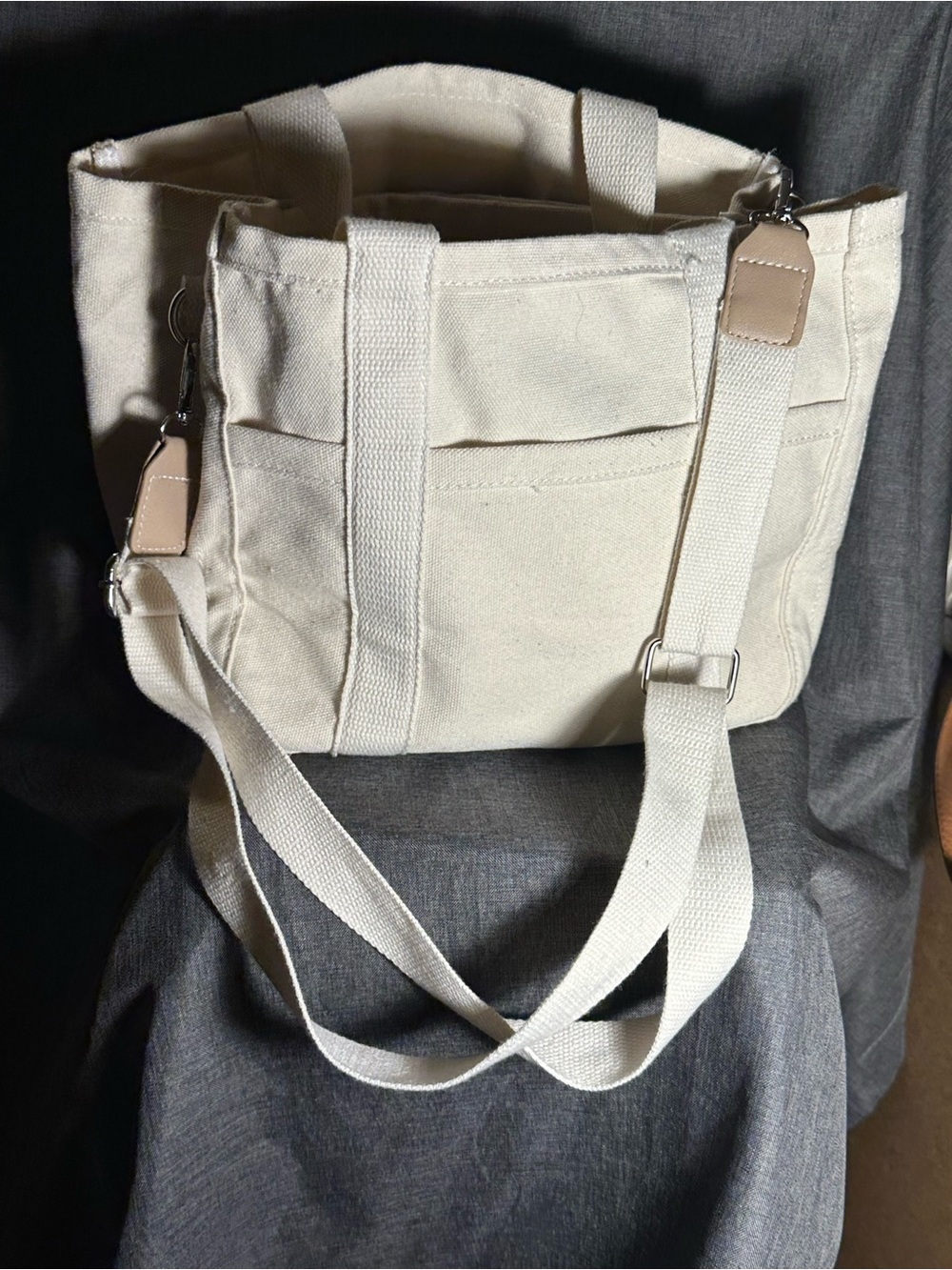 Canvas Tote Crossbody Bag - Cream